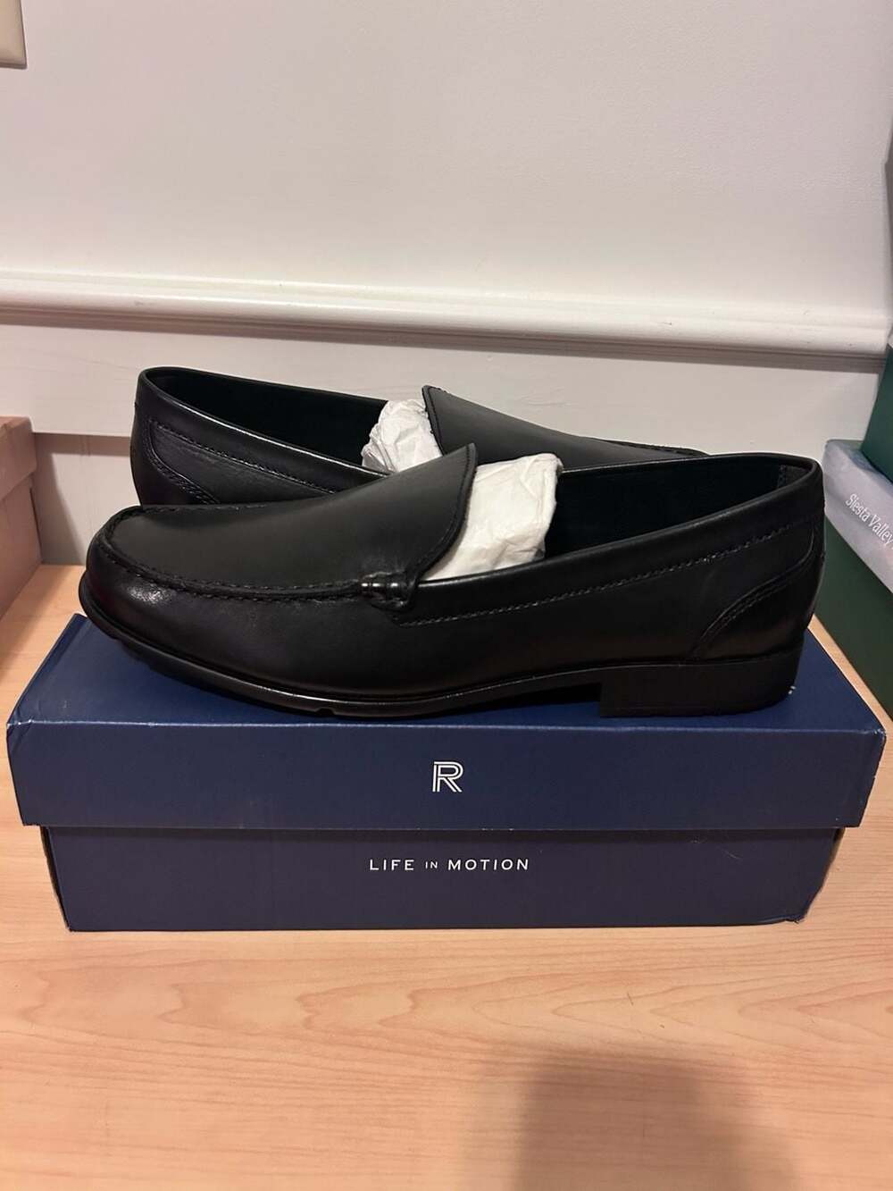 Rockport Classic Loafer Venetian M76440 Black Leather Shoes Size 12W